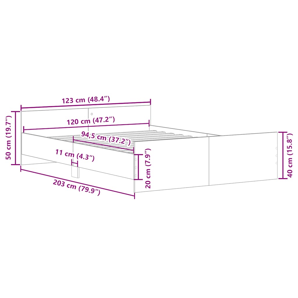 Cadre de lit sans matelas blanc 120x200 cm - XIOS