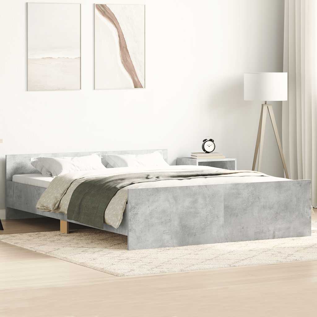 Cadre de lit sans matelas gris béton 140x200 cm - XIOS