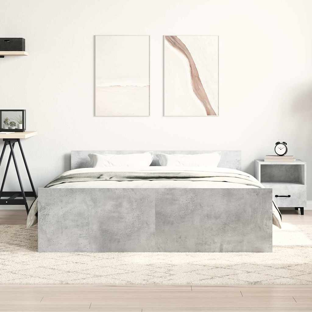 Cadre de lit sans matelas gris béton 150x200 cm - XIOS