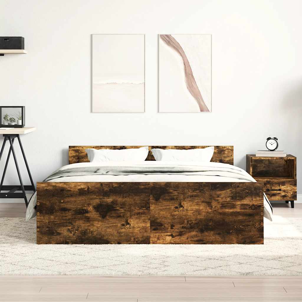 Cadre de lit sans matelas chêne fumé 150x200 cm - XIOS