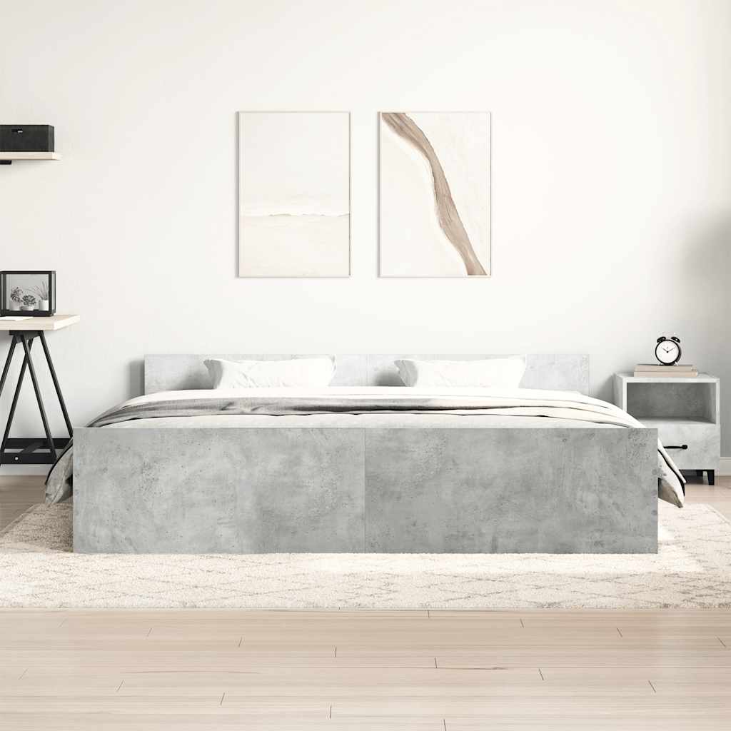Cadre de lit sans matelas gris béton 160x200 cm - XIOS