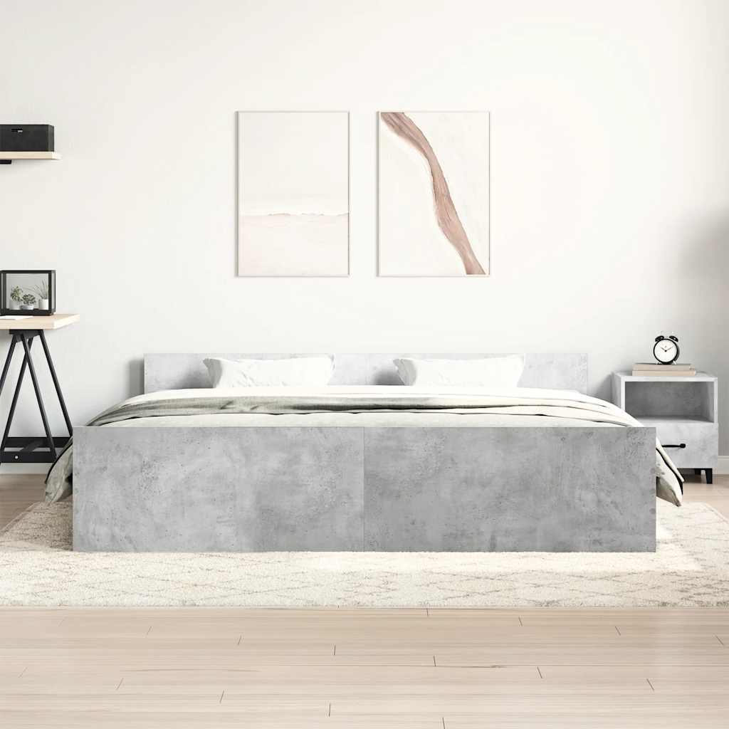 Cadre de lit sans matelas gris béton 180x200 cm - XIOS