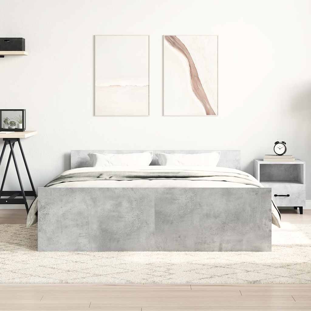 Cadre de lit sans matelas gris béton 135x190 cm - XIOS