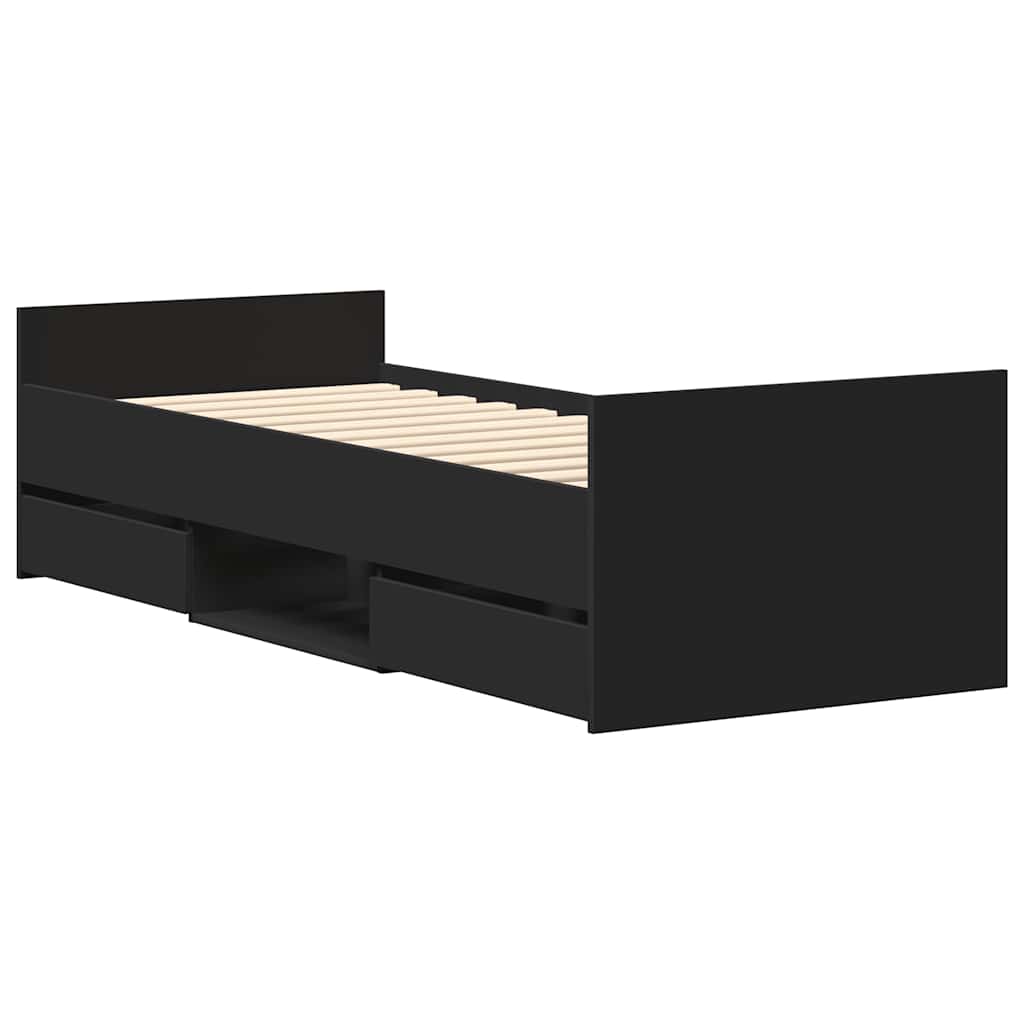 Cadre de lit sans matelas noir 100x200 cm - XIOS