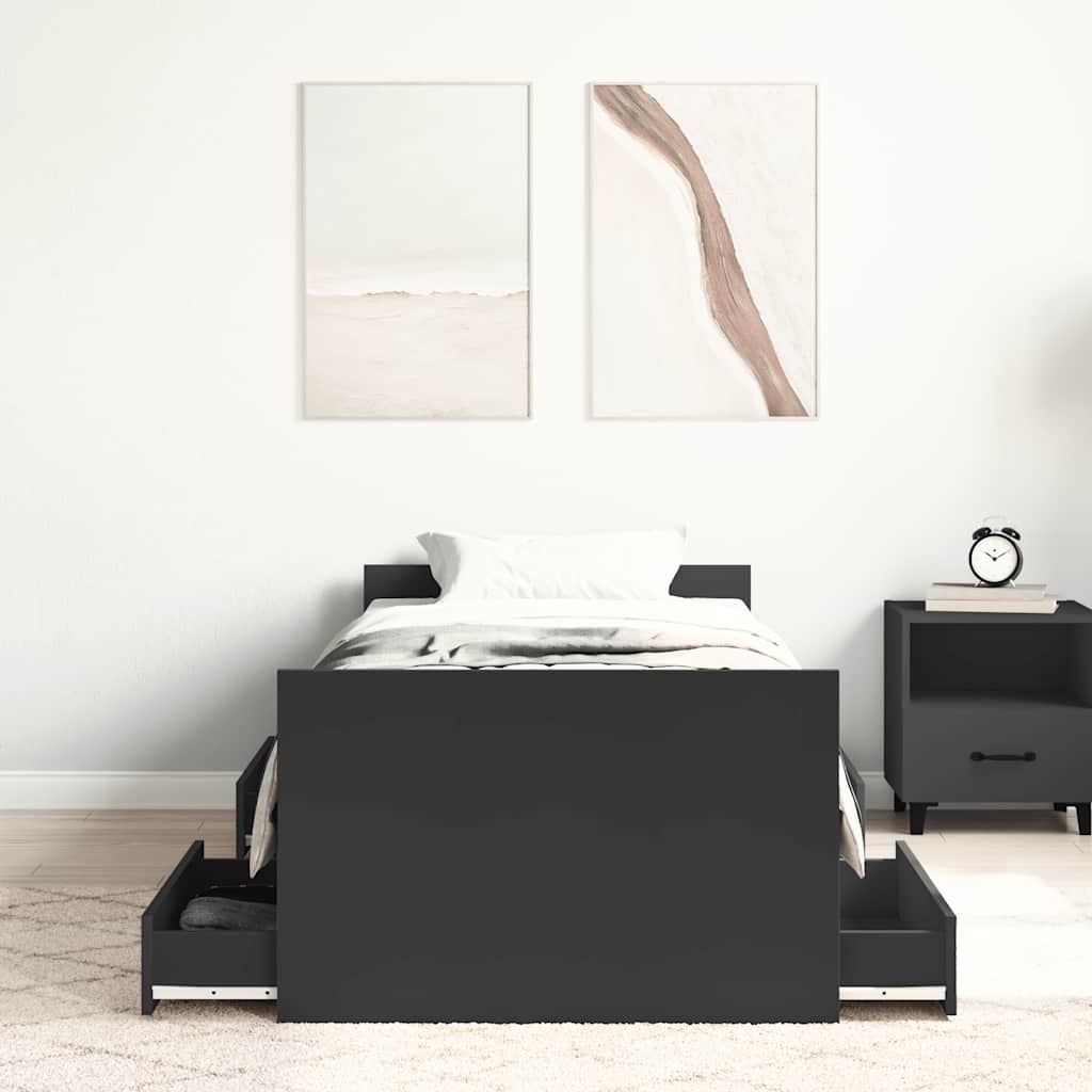 Cadre de lit sans matelas noir 100x200 cm - XIOS