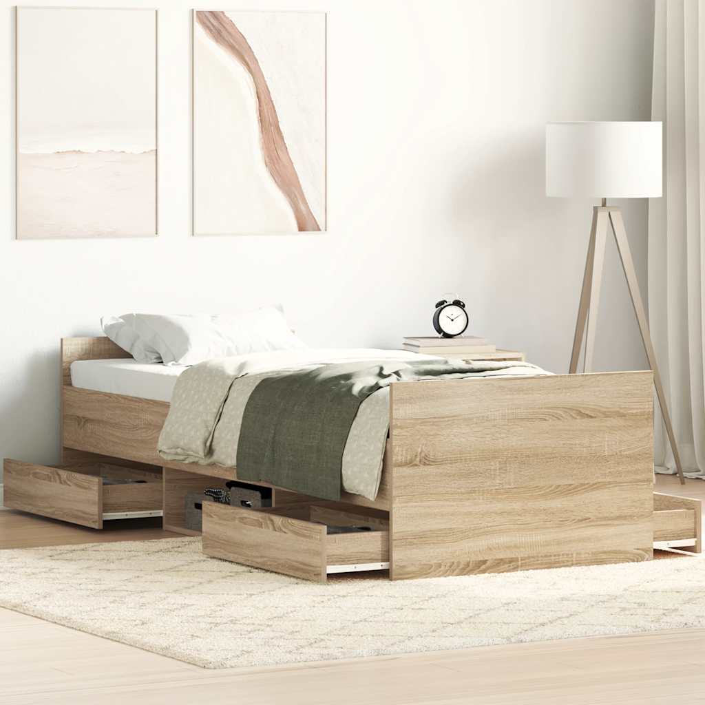 Cadre de lit sans matelas chêne sonoma 100x200 cm - XIOS
