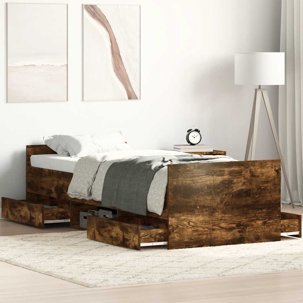 Cadre de lit sans matelas chêne fumé 100x200 cm - XIOS