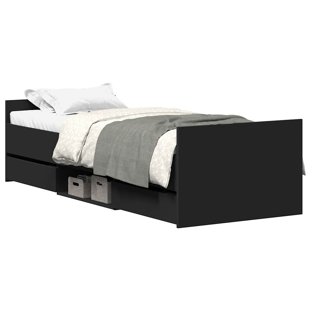 Cadre de lit sans matelas noir 90x200 cm - XIOS