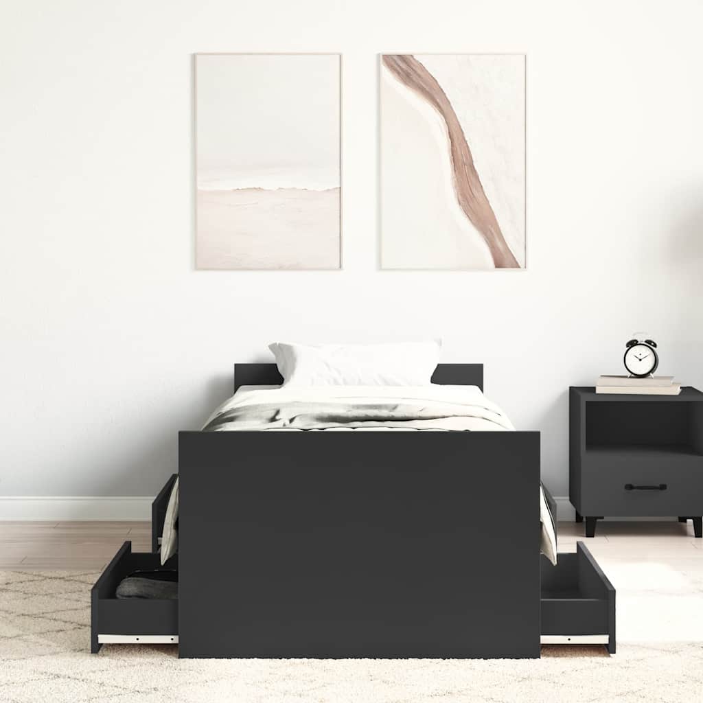 Cadre de lit sans matelas noir 90x200 cm - XIOS