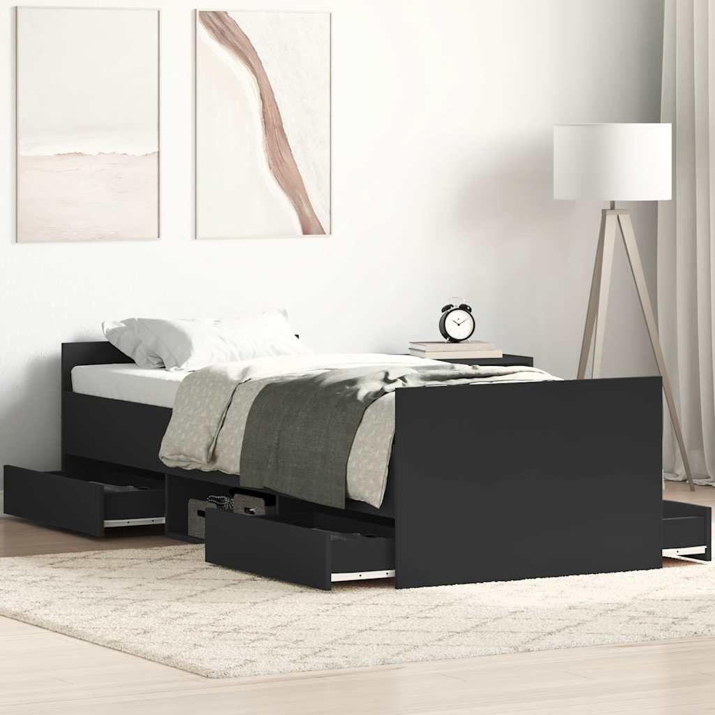Cadre de lit sans matelas noir 90x200 cm - XIOS