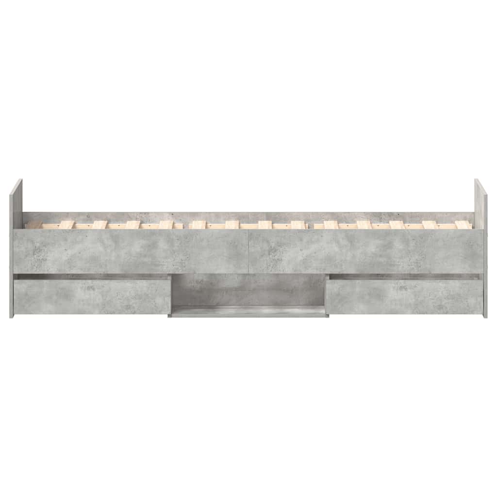 Cadre de lit sans matelas gris béton 90x200 cm - XIOS