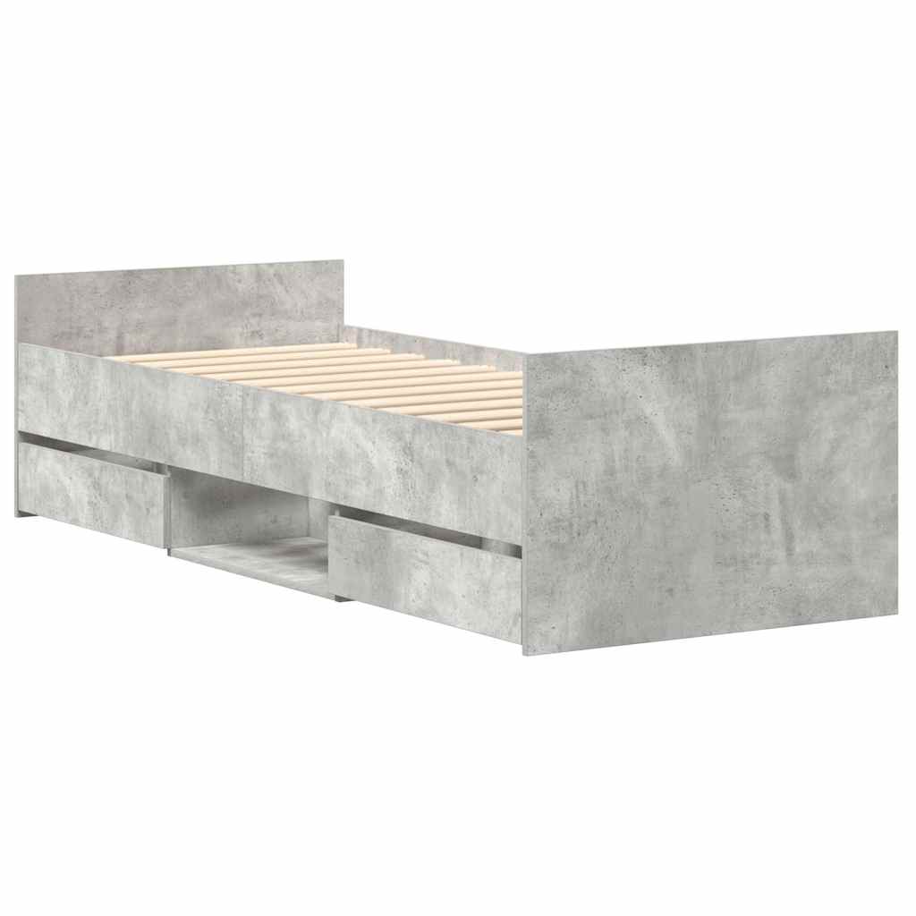 Cadre de lit sans matelas gris béton 90x200 cm - XIOS