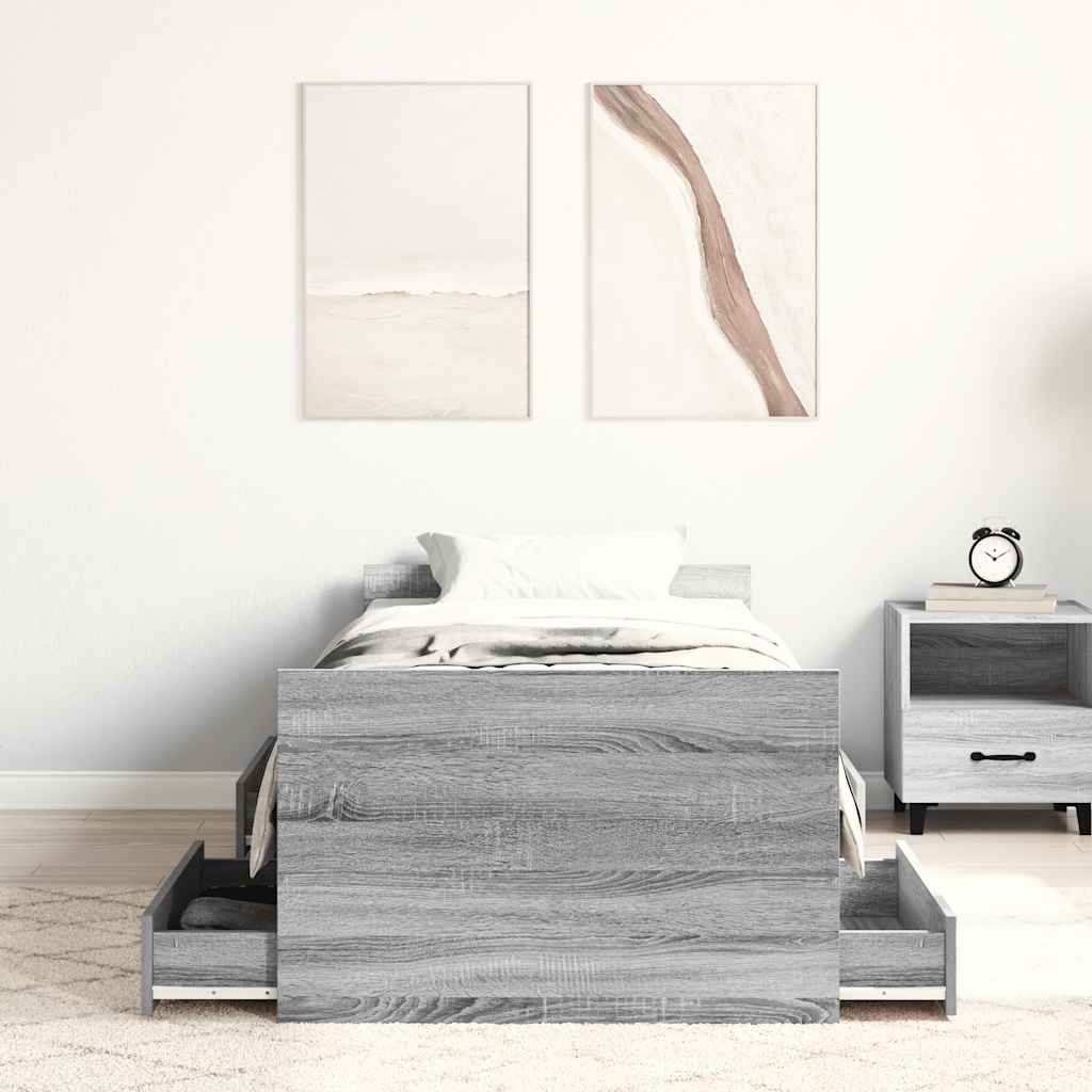 Cadre de lit sans matelas sonoma gris 90x200 cm - XIOS