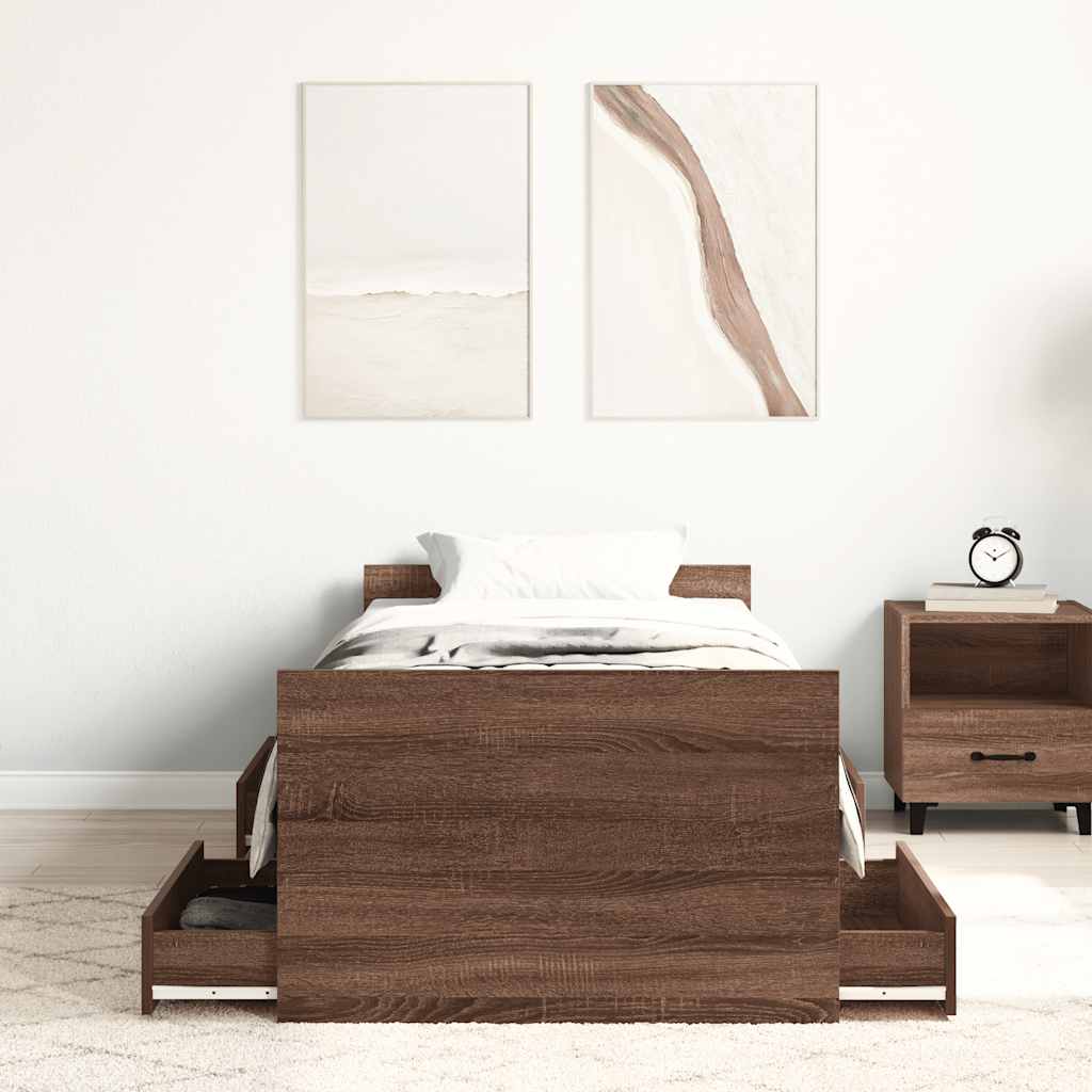 Cadre de lit sans matelas chêne marron 90x200 cm - XIOS