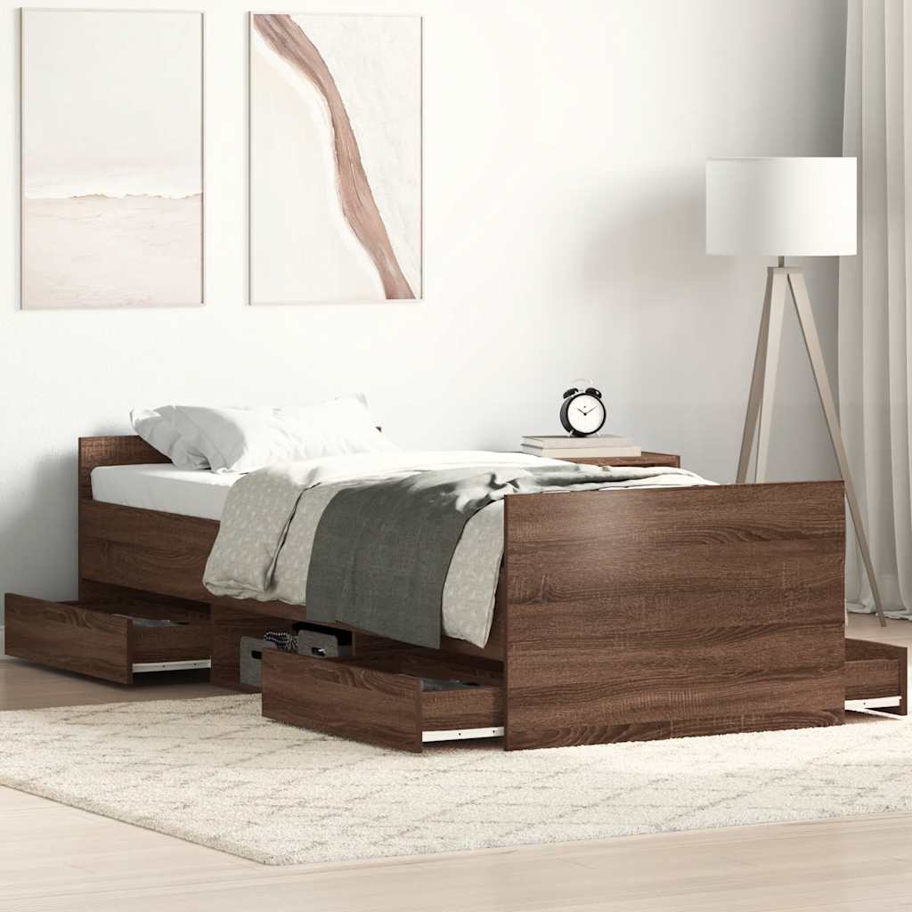 Cadre de lit sans matelas chêne marron 90x200 cm - XIOS