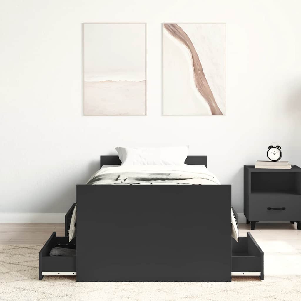 Cadre de lit sans matelas noir 90x190 cm - XIOS