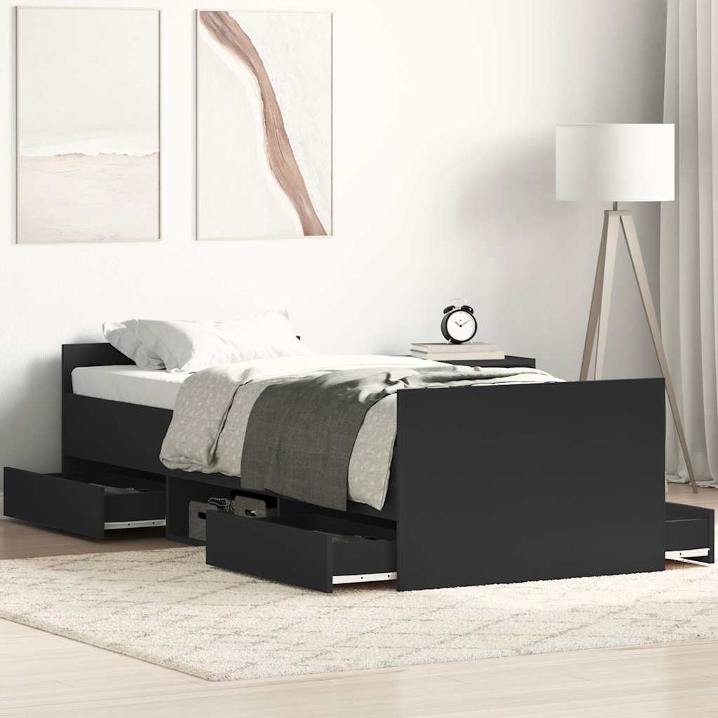 Cadre de lit sans matelas noir 90x190 cm - XIOS