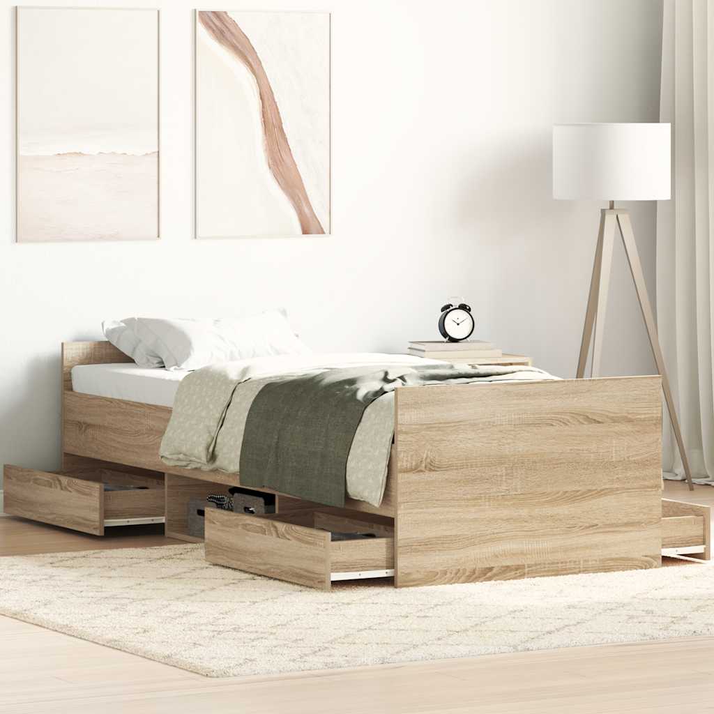 Cadre de lit sans matelas chêne sonoma 90x190 cm - XIOS