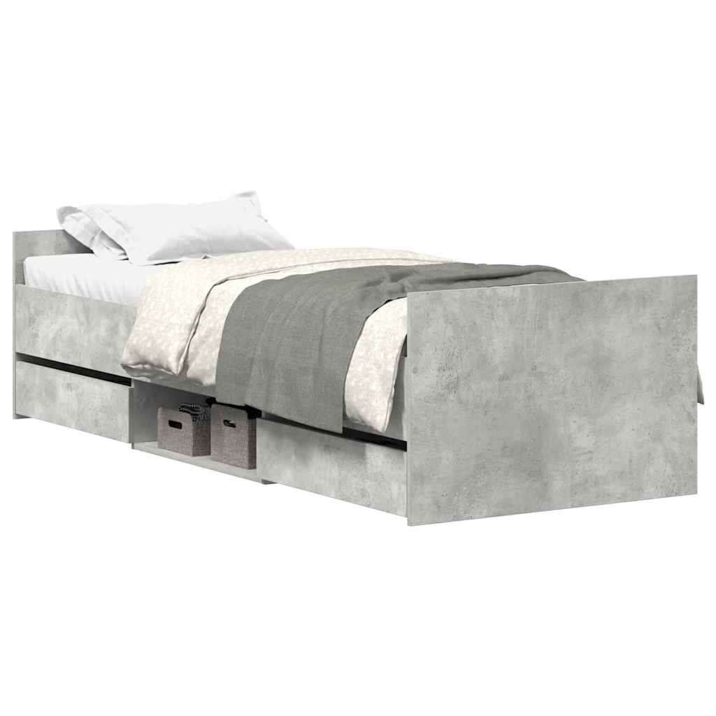 Cadre de lit sans matelas gris béton 90x190 cm - XIOS
