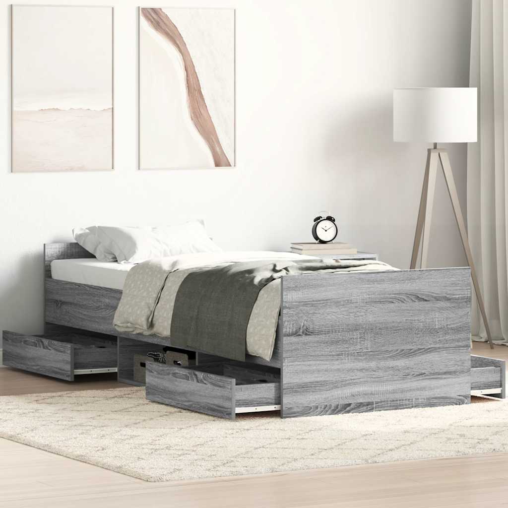 Cadre de lit sans matelas sonoma gris 90x190 cm - XIOS