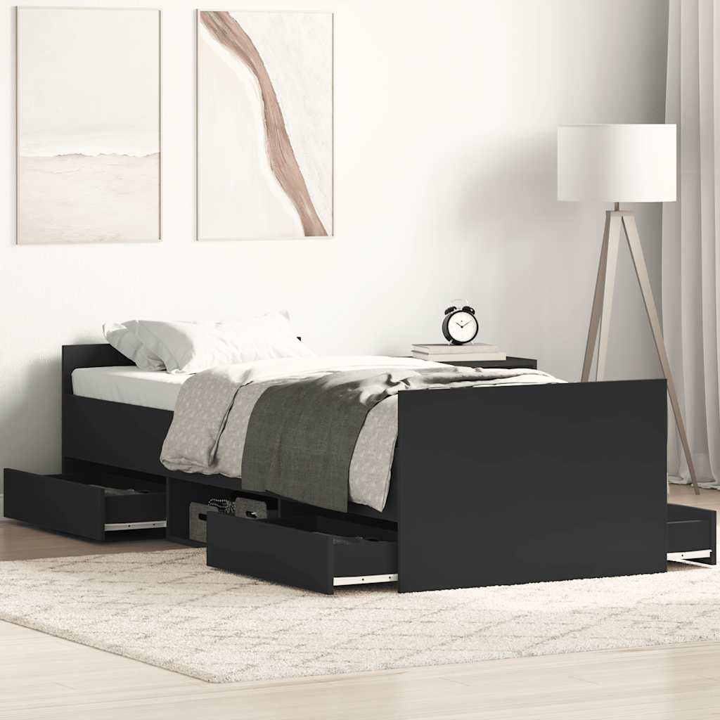 Cadre de lit sans matelas noir 75x190 cm - XIOS