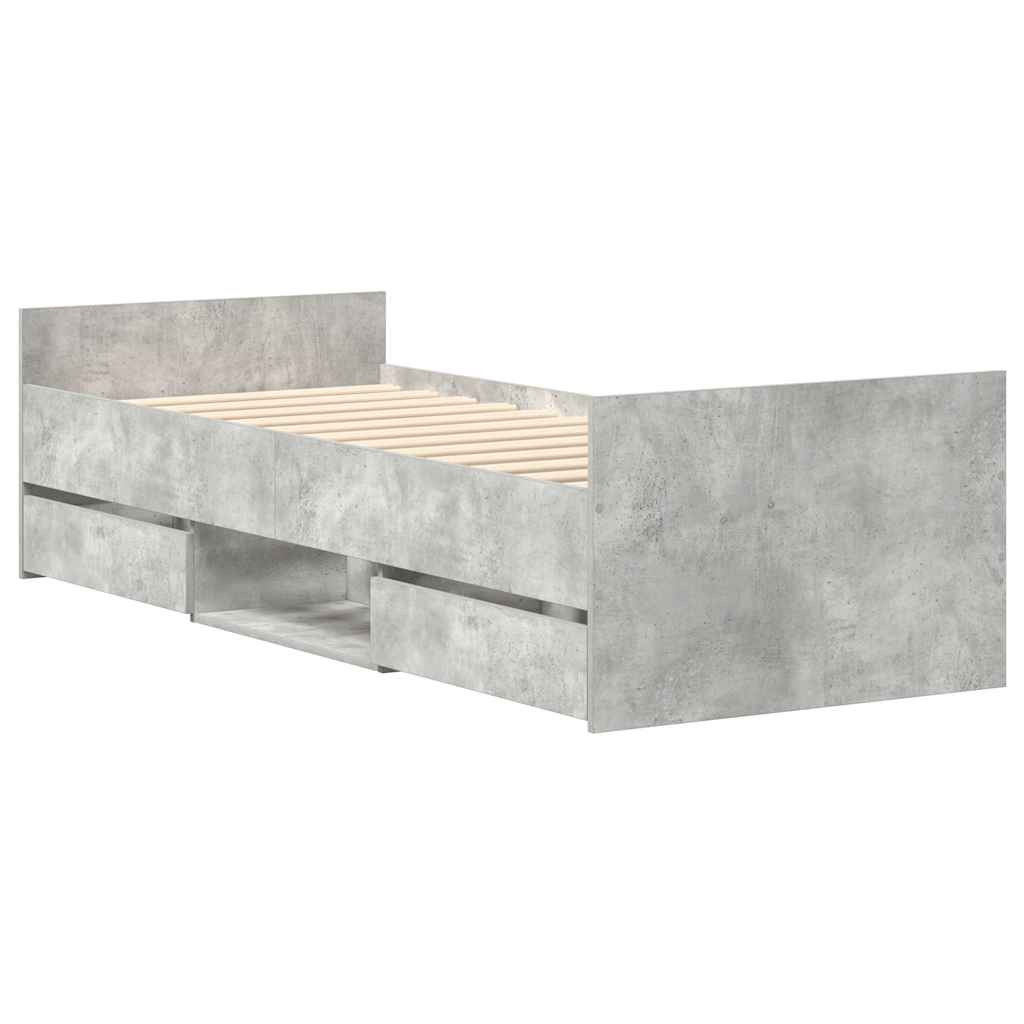 Cadre de lit sans matelas gris béton 75x190 cm - XIOS