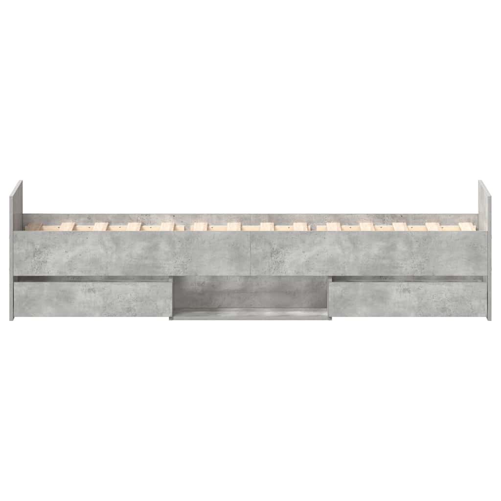 Cadre de lit sans matelas gris béton 75x190 cm - XIOS