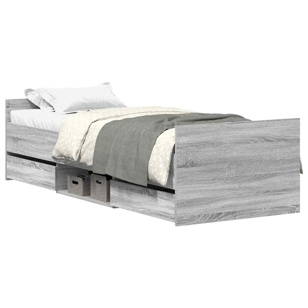 Cadre de lit sans matelas sonoma gris 75x190 cm - XIOS