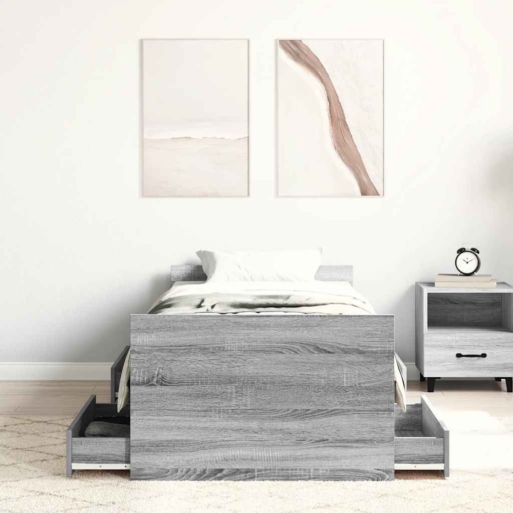 Cadre de lit sans matelas sonoma gris 75x190 cm - XIOS