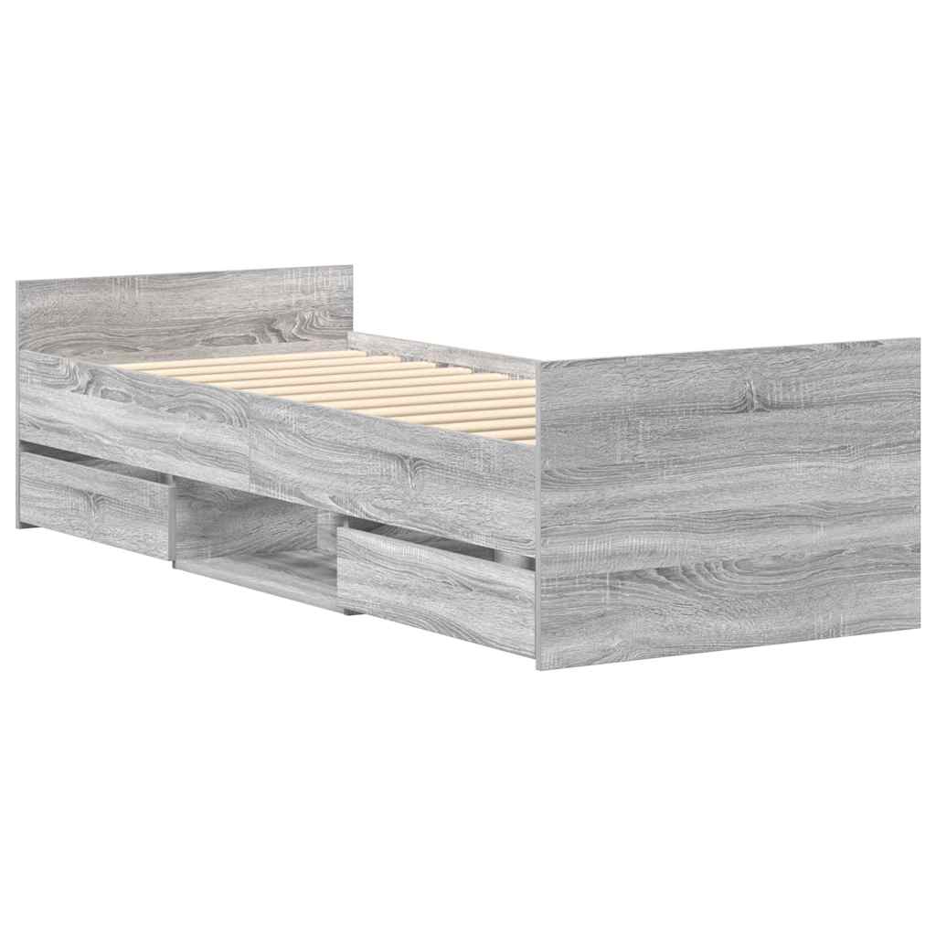 Cadre de lit sans matelas sonoma gris 75x190 cm - XIOS