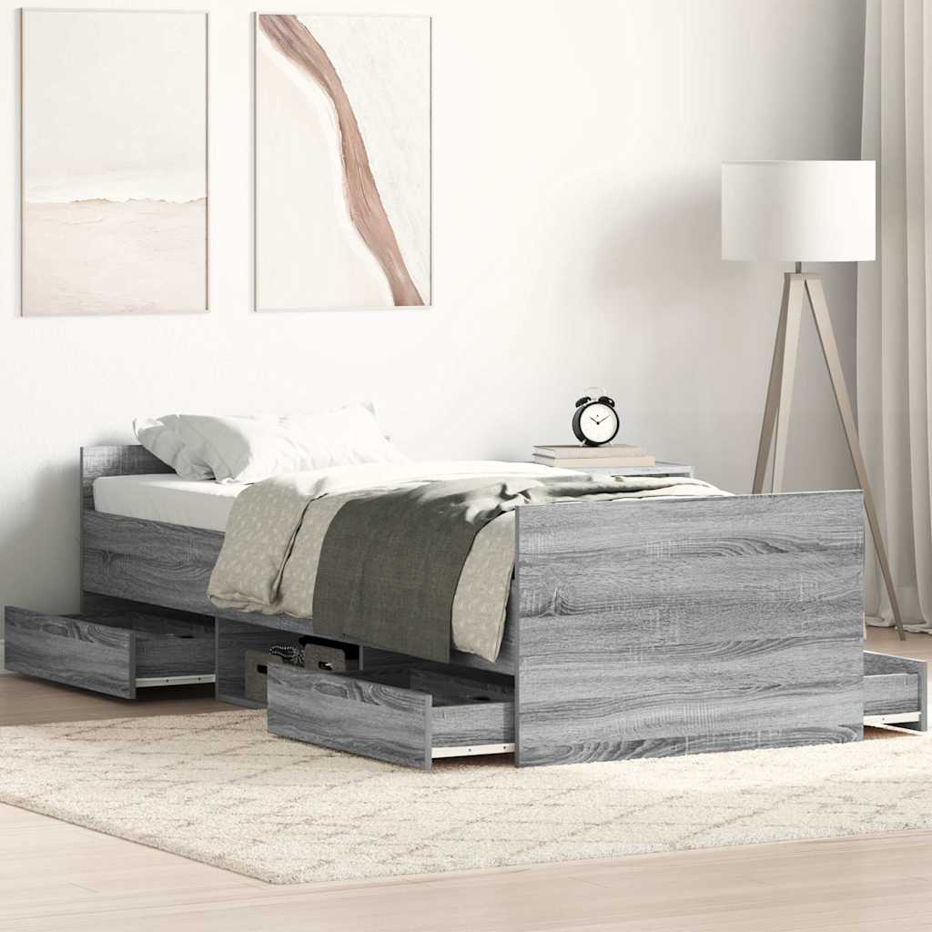 Cadre de lit sans matelas sonoma gris 75x190 cm - XIOS