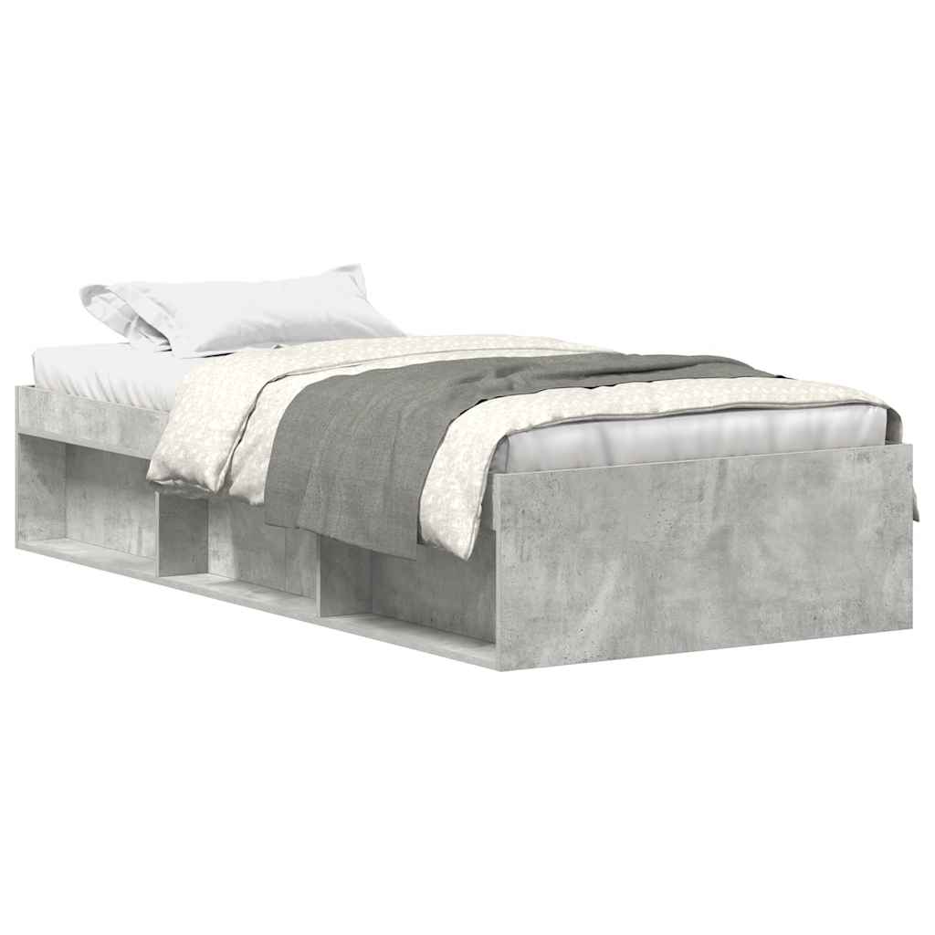 Cadre de lit sans matelas gris béton 90x200 cm - XIOS