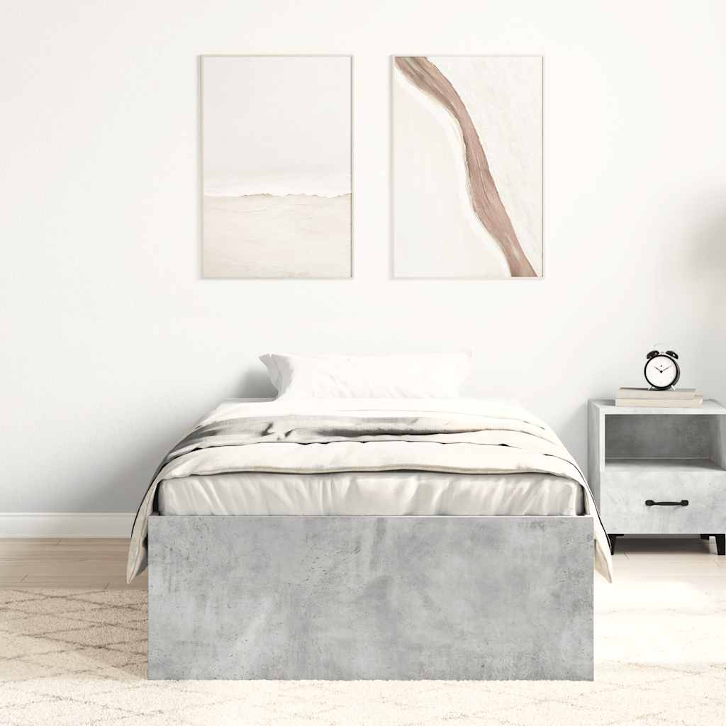 Cadre de lit sans matelas gris béton 90x200 cm - XIOS