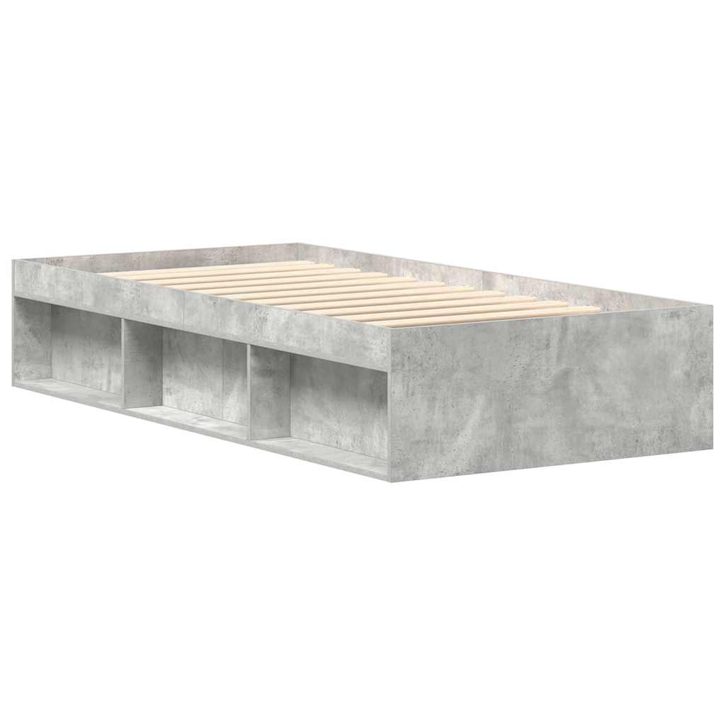 Cadre de lit sans matelas gris béton 90x200 cm - XIOS