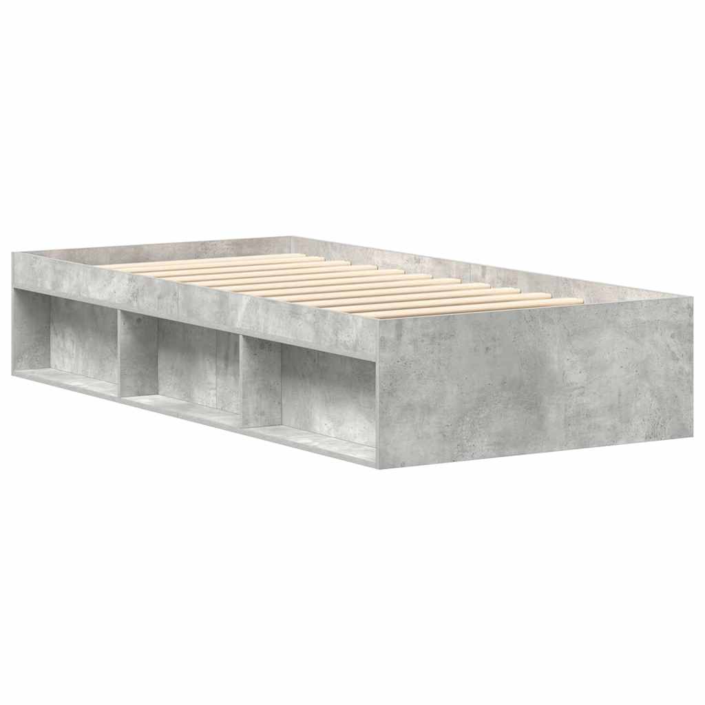 Cadre de lit sans matelas gris béton 90x200 cm - XIOS
