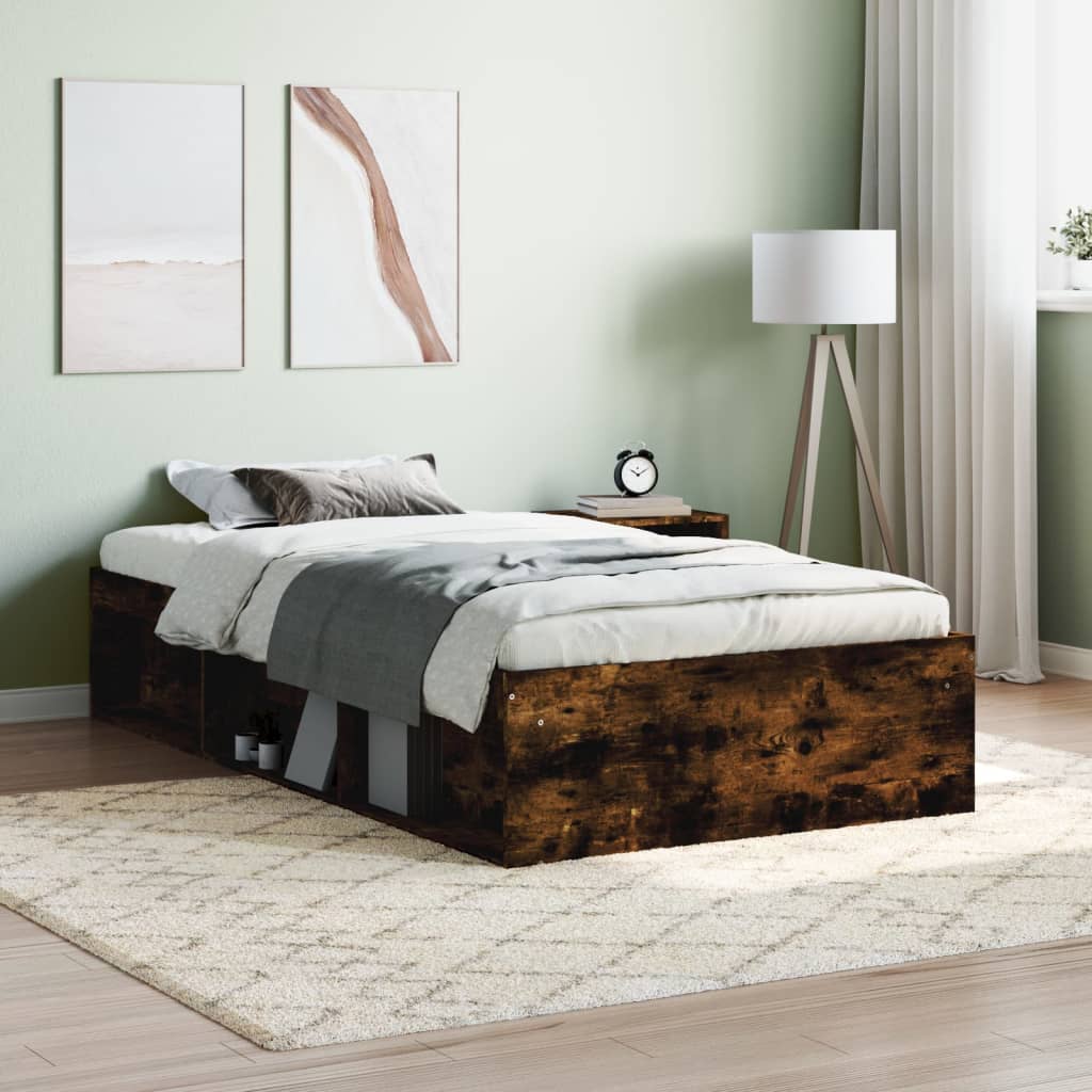 Cadre de lit sans matelas chêne fumé 100x200 cm - XIOS