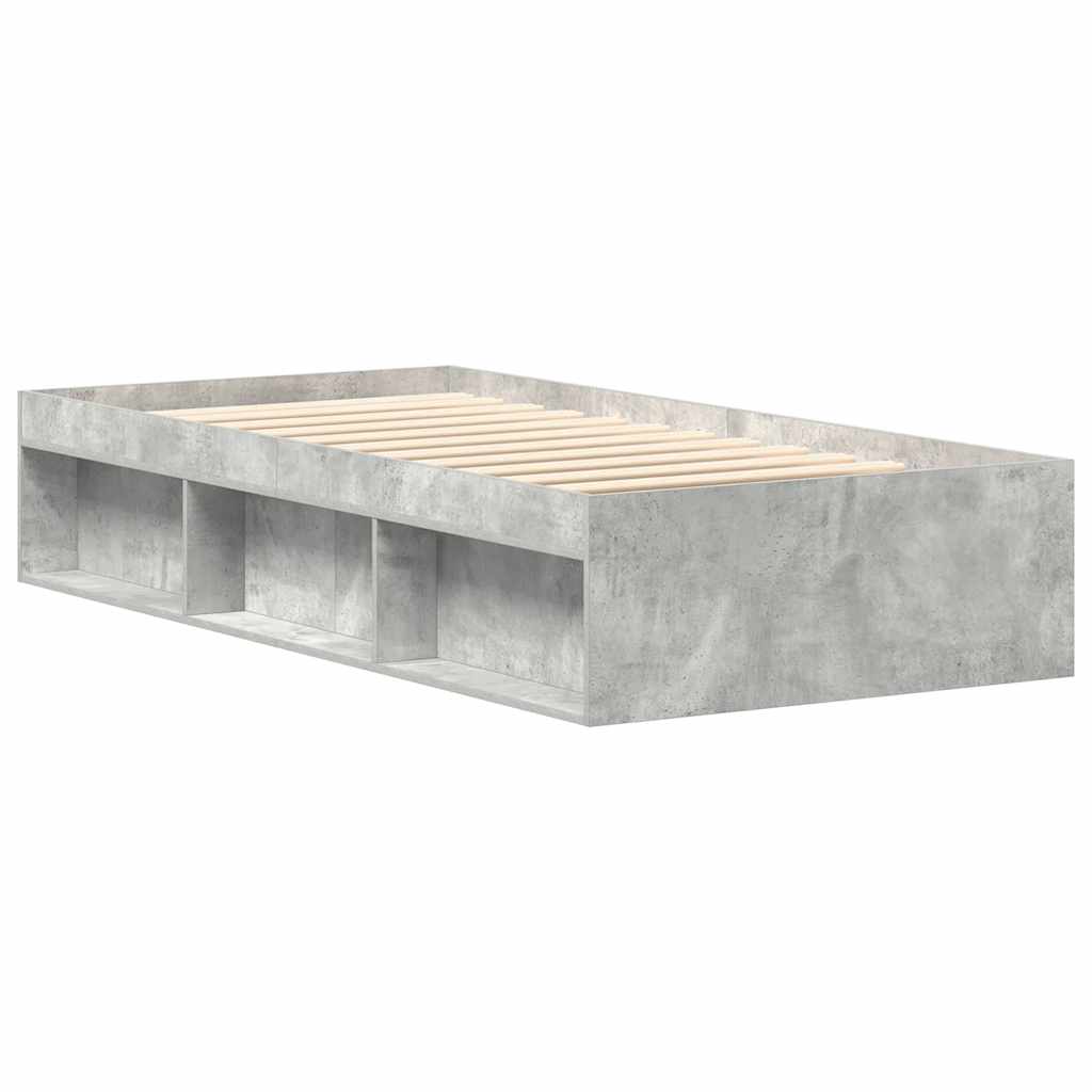 Cadre de lit sans matelas gris béton 90x190 cm - XIOS