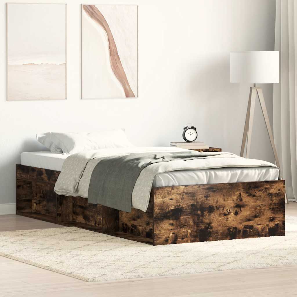 Cadre de lit sans matelas chêne fumé 90x190 cm - XIOS