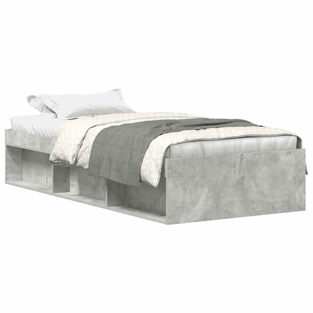 Cadre de lit sans matelas gris béton 75x190 cm - XIOS