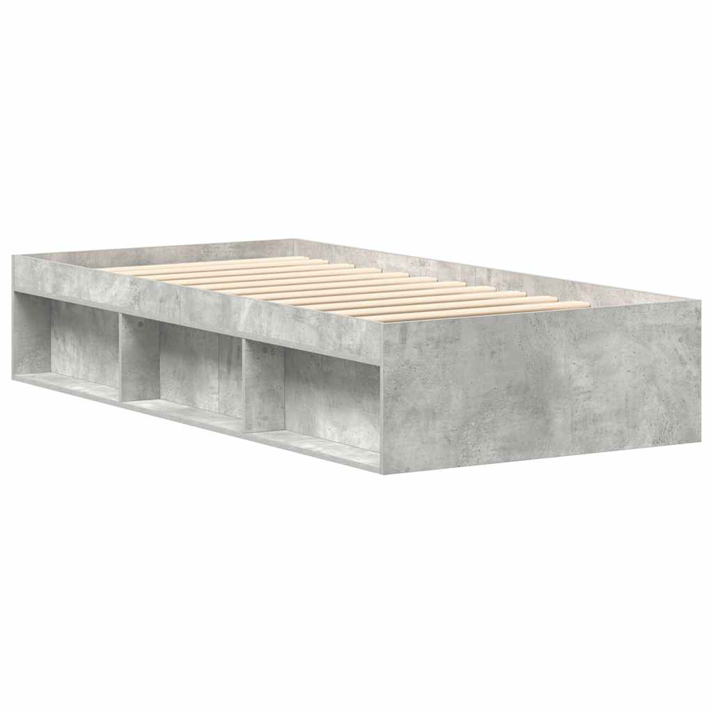 Cadre de lit sans matelas gris béton 75x190 cm - XIOS