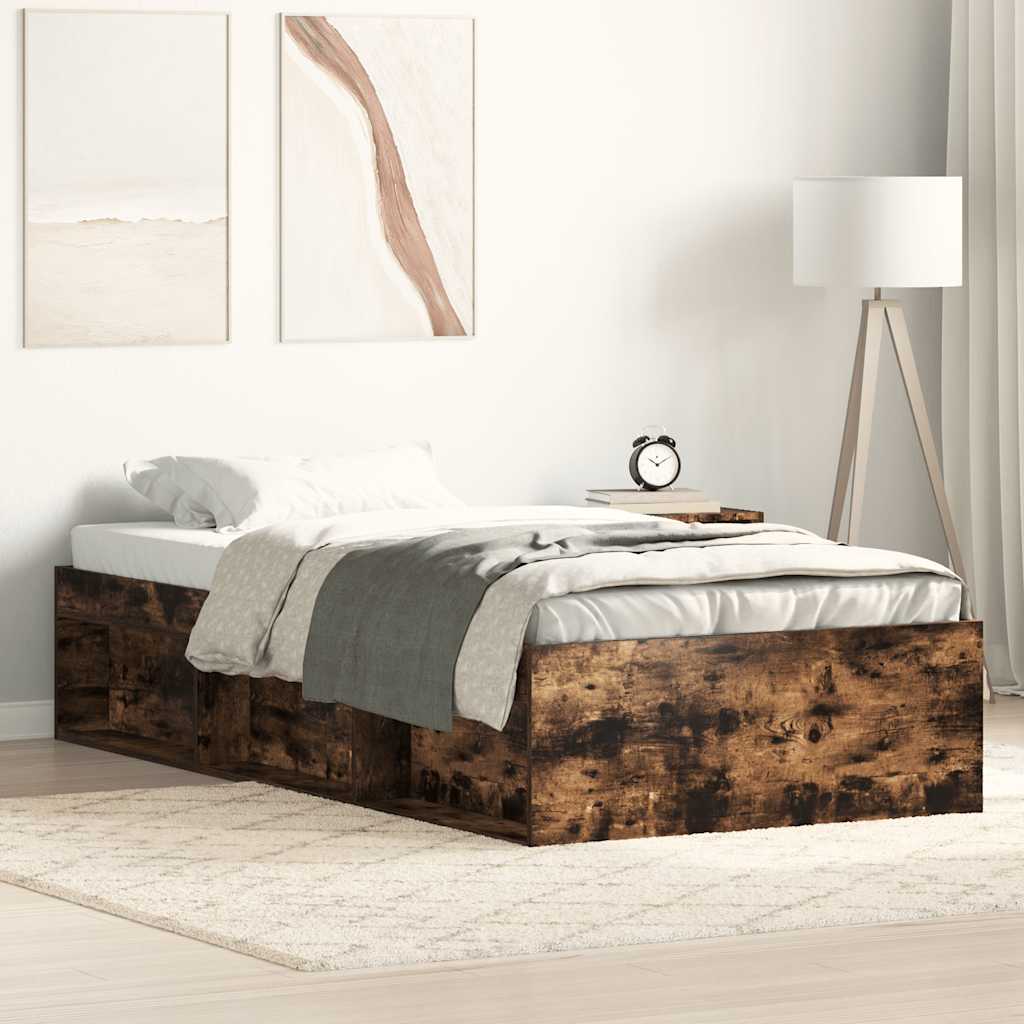 Cadre de lit sans matelas chêne fumé 75x190 cm - XIOS