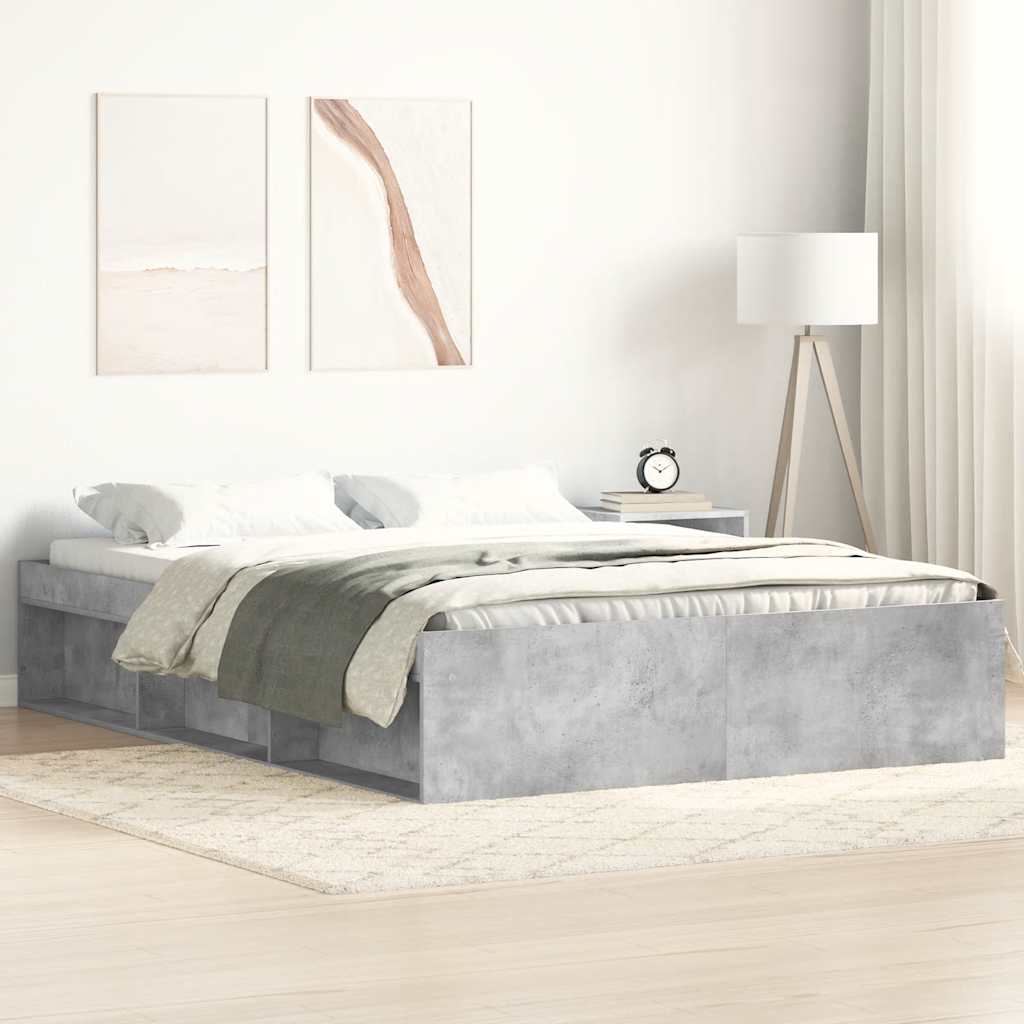 Cadre de lit sans matelas gris béton 140x200 cm - XIOS