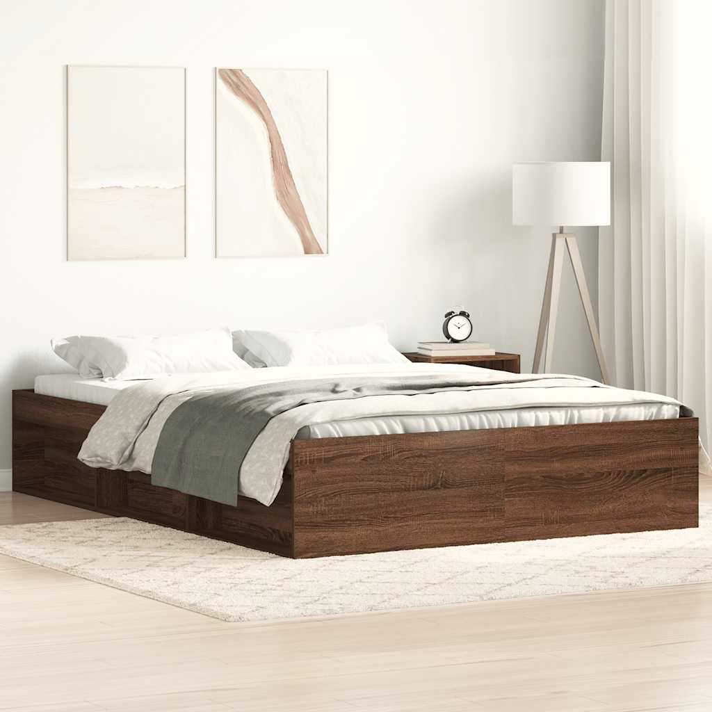 Cadre de lit sans matelas chêne marron 140x200 cm - XIOS