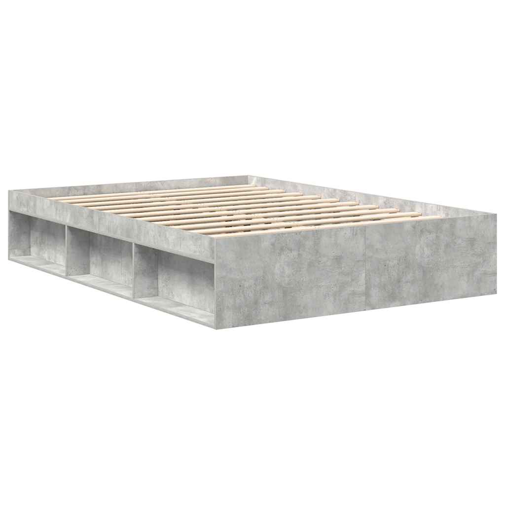 Cadre de lit sans matelas gris béton 150x200 cm - XIOS