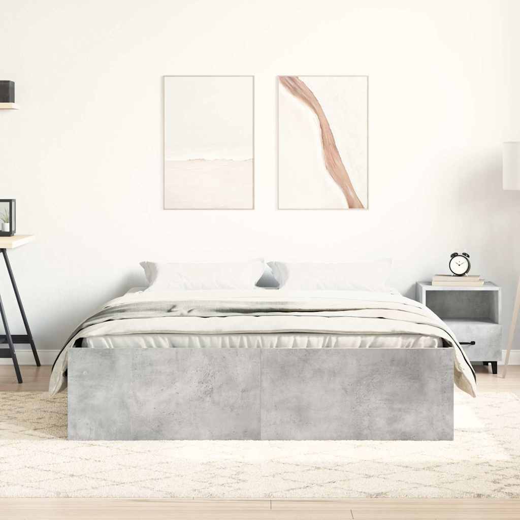Cadre de lit sans matelas gris béton 150x200 cm - XIOS