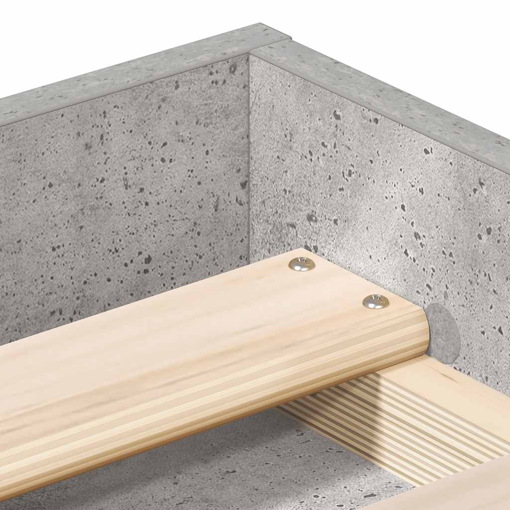 Cadre de lit sans matelas gris béton 150x200 cm - XIOS