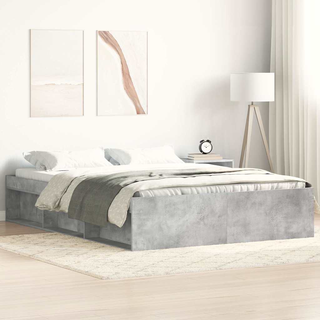 Cadre de lit sans matelas gris béton 150x200 cm - XIOS