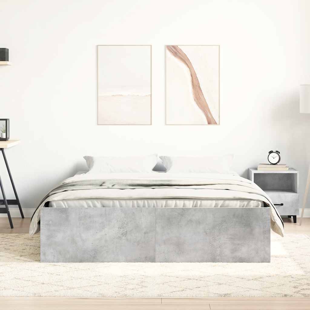 Cadre de lit sans matelas gris béton 160x200 cm - XIOS