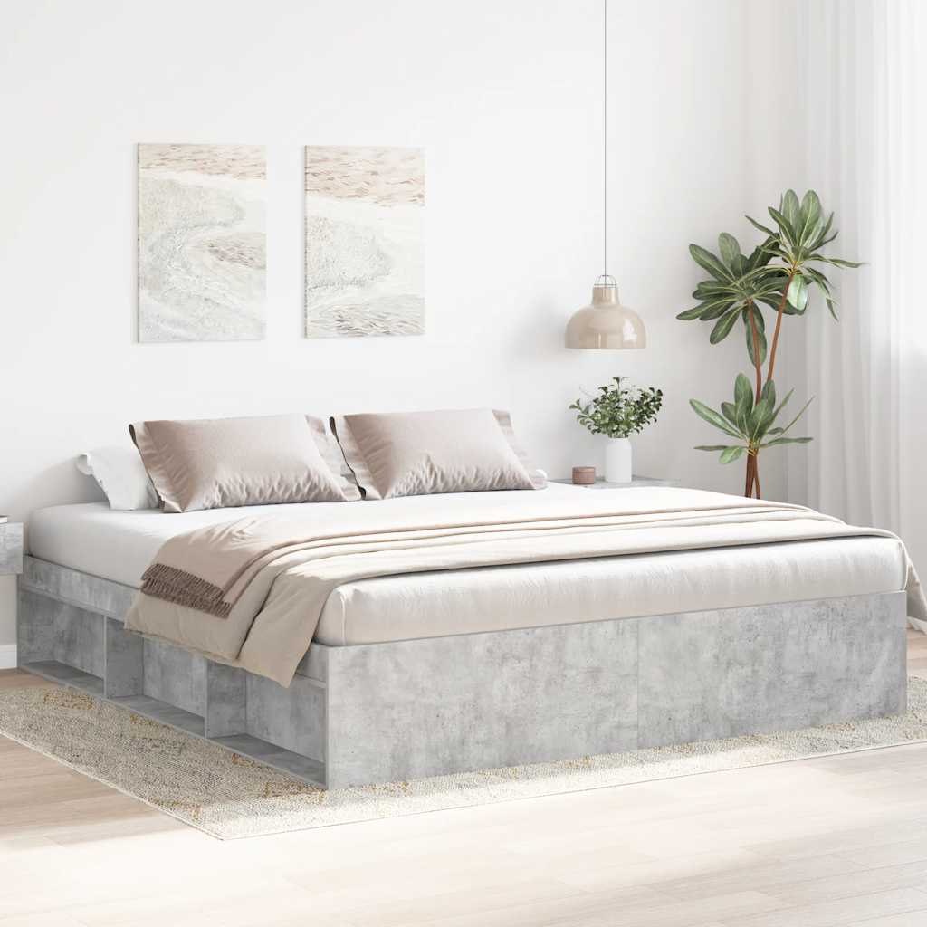Cadre de lit sans matelas gris béton 180x200 cm - XIOS
