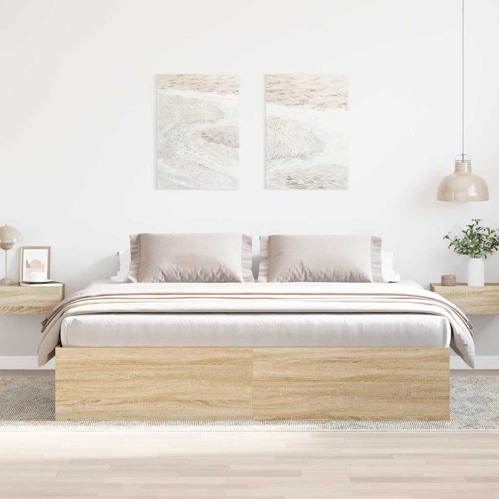 Cadre de lit sans matelas chêne sonoma 200x200 cm